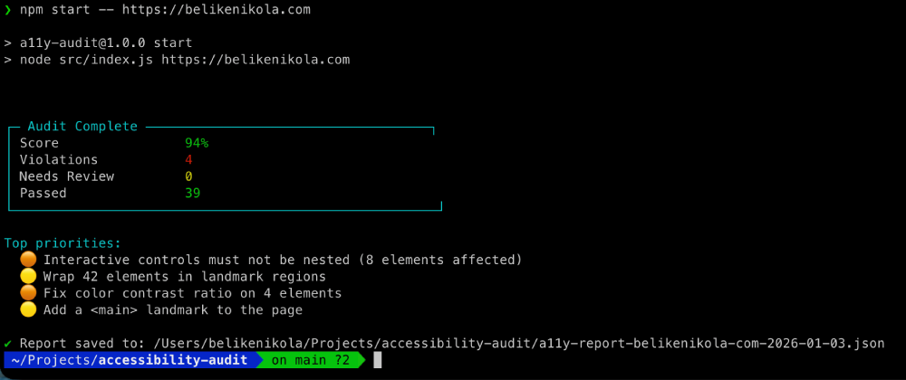 Accessibility testing tools and CLI workflow