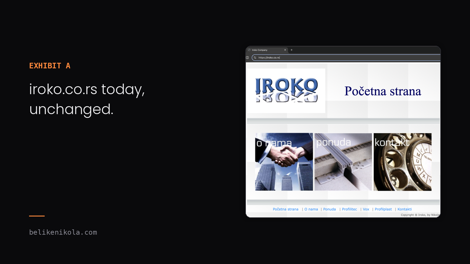 The Iroko homepage loaded in a modern browser over HTTPS